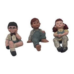 Sarah's Attic Set 3 Children Figurines Shelf Sitter‎ USA cottagecore